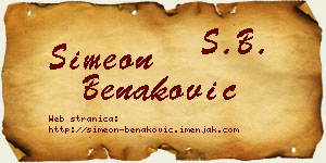 Simeon Benaković vizit kartica